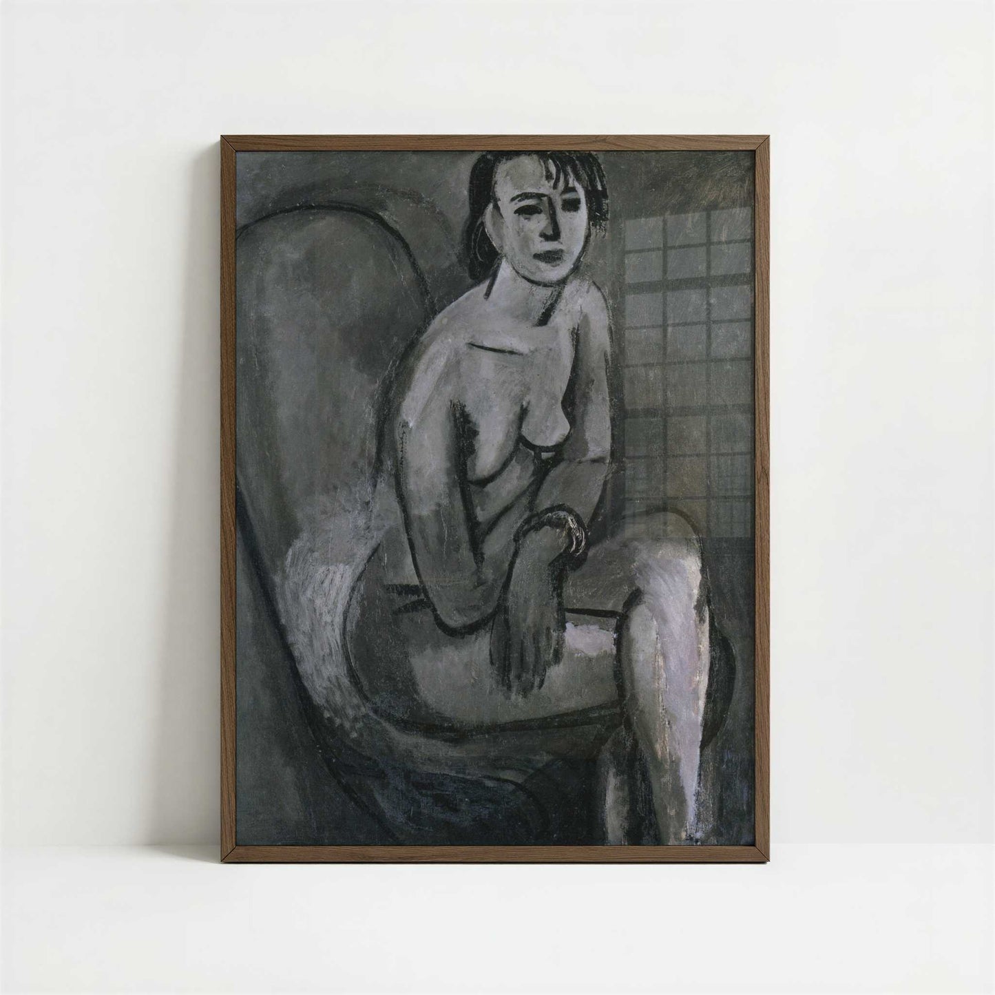 Grey Nude with Bracelet (1913) by Henri Matisse – Art Print - Art print in dark wood frame