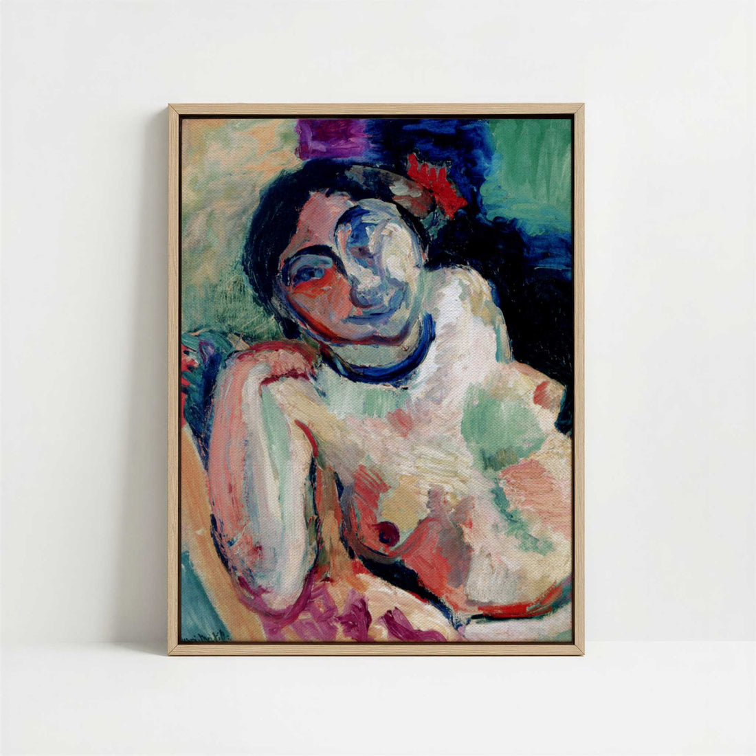 Framed Canvas - Framed canvas in oak color frame