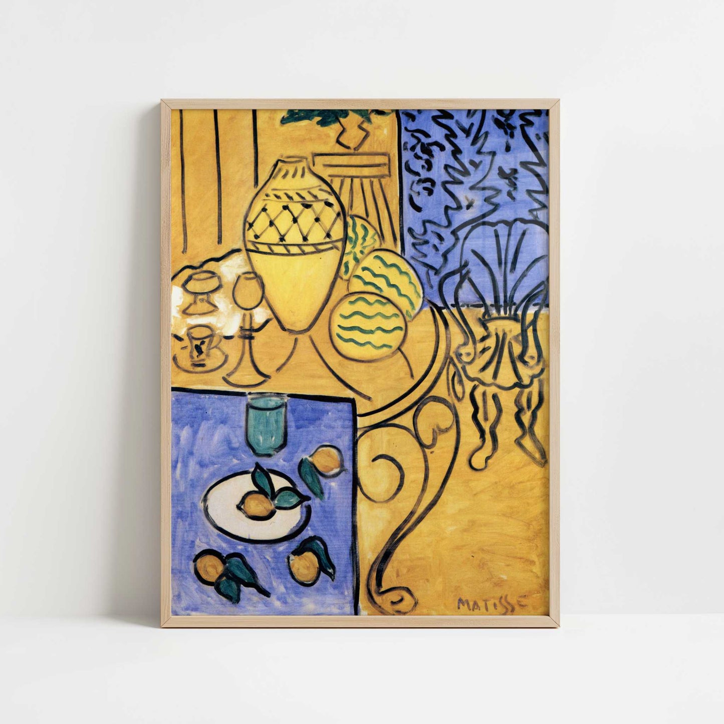 Interior, Yellow & Blue (1946) by Henri Matisse – Art Print - Art print in oak frame