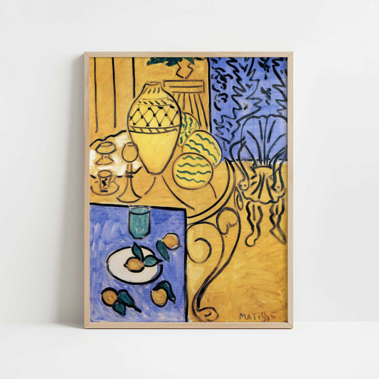 Interior, Yellow & Blue (1946) by Henri Matisse – Art Print - Art print in oak frame