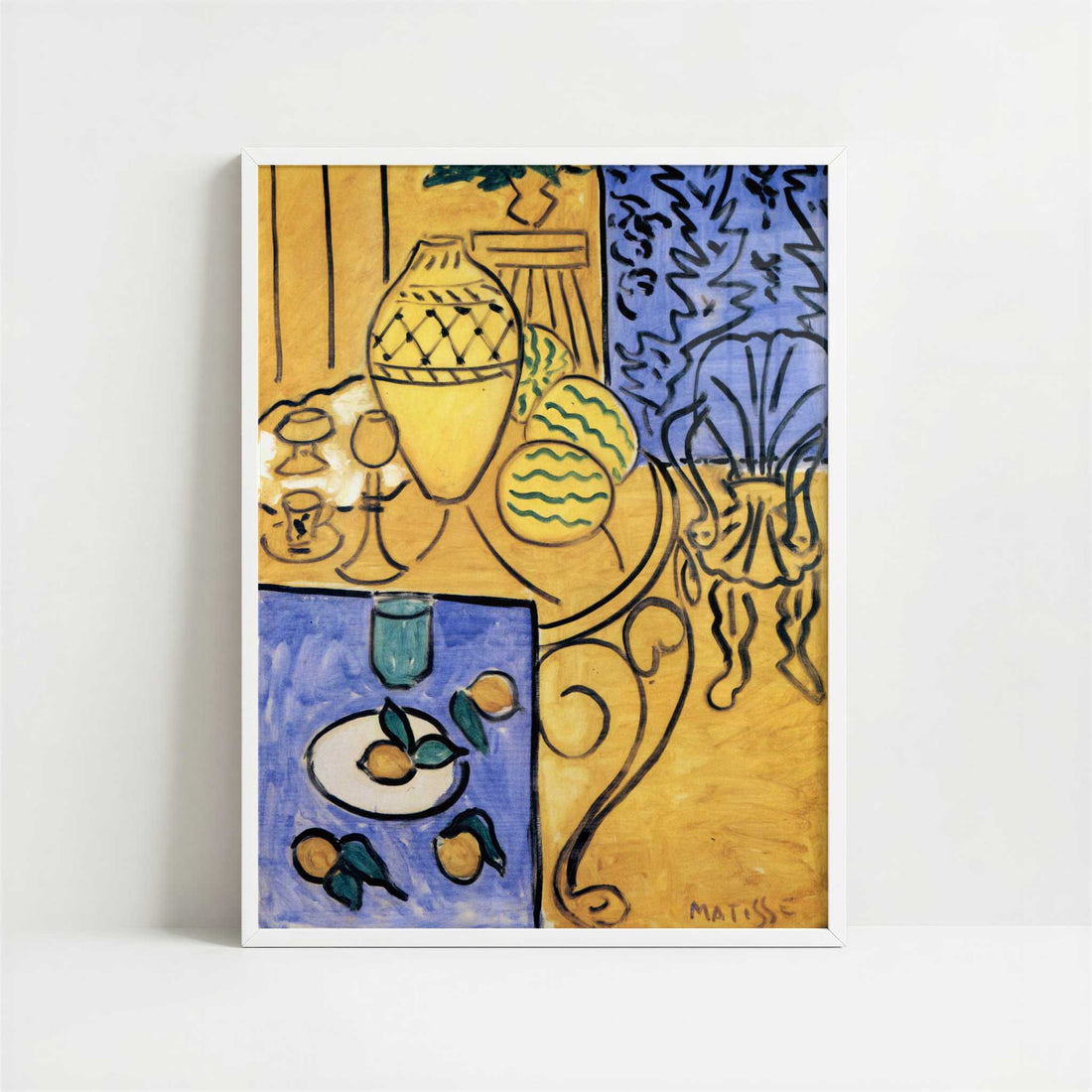Interior, Yellow & Blue (1946) by Henri Matisse – Art Print - Art print in white frame