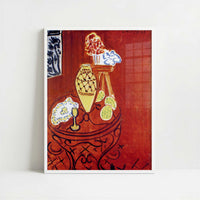 Interior in Venetian Red (1946) by Henri Matisse – Art Print - Art print in white frame