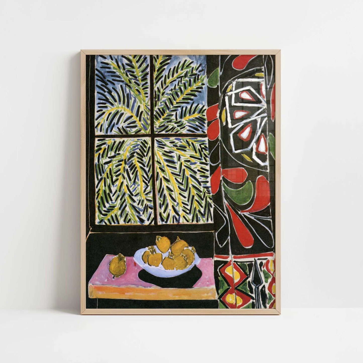 Interior with Egyptian Curtain (1948) by Henri Matisse – Art Print - Art print in oak frame