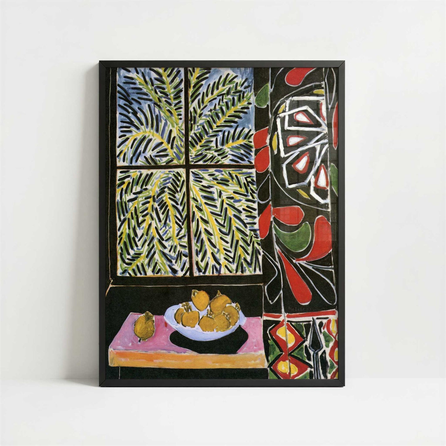 Interior with Egyptian Curtain (1948) by Henri Matisse – Art Print - Art print in black frame