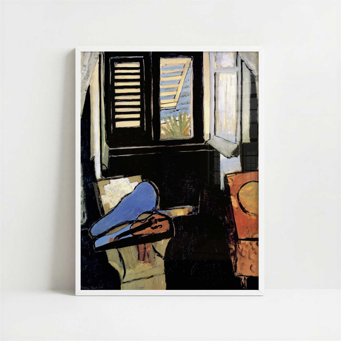 Interior with Violin (1917-18) by Henri Matisse – Art Print - Art print in white frame