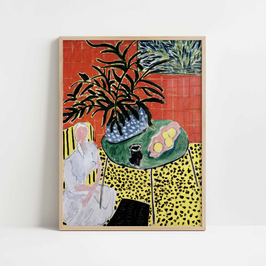 Interior with a Black Fern (1948) by Henri Matisse – Art Print - Art print in oak frame