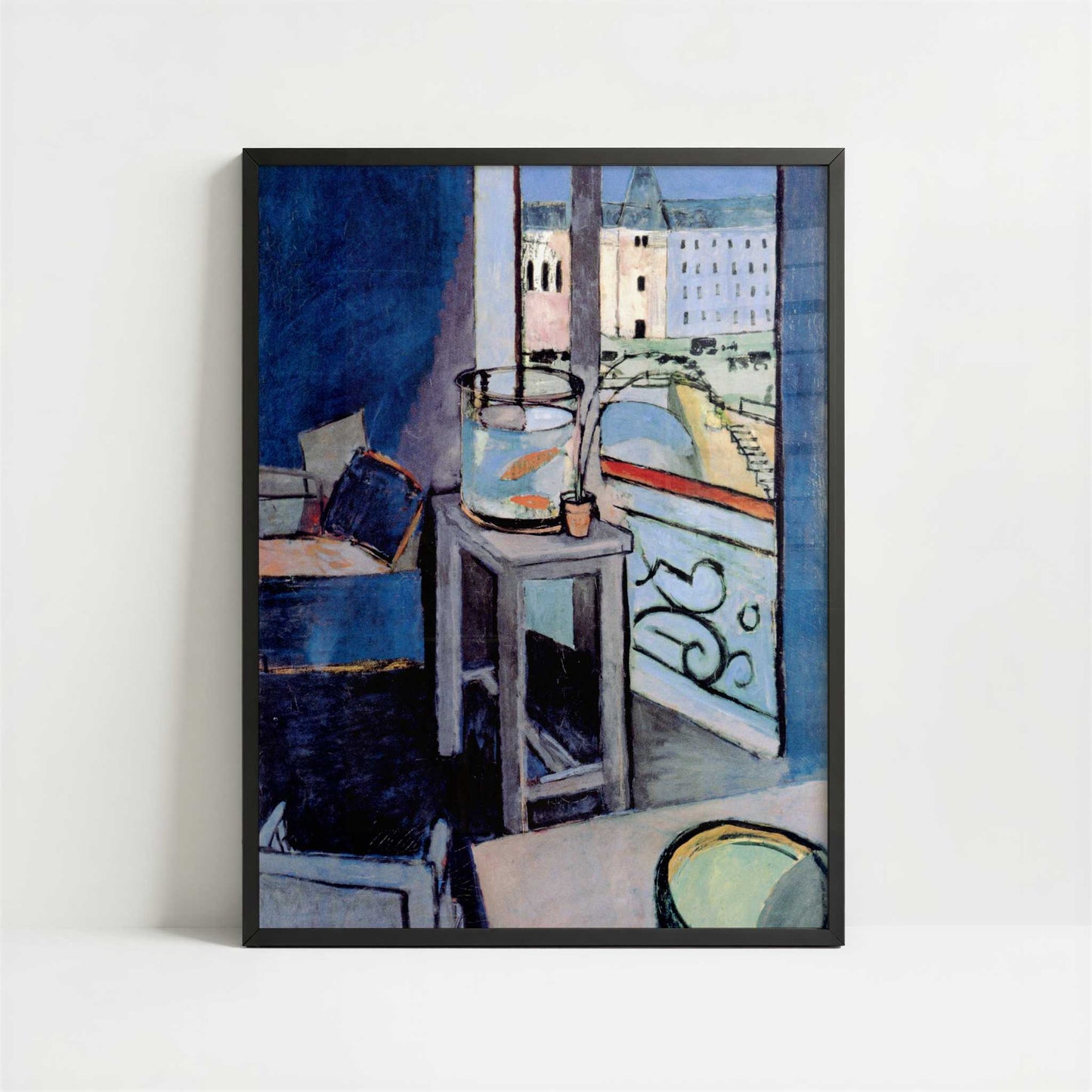 Interior with a Goldfish Bowl (1914) by Henri Matisse – Art Print - Art print in black frame