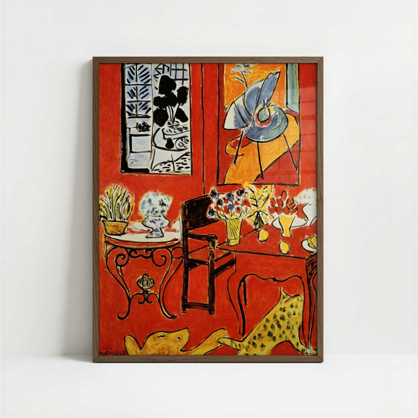 Large Red Interior (1948) by Henri Matisse – Art Print - Art print in dark wood frame