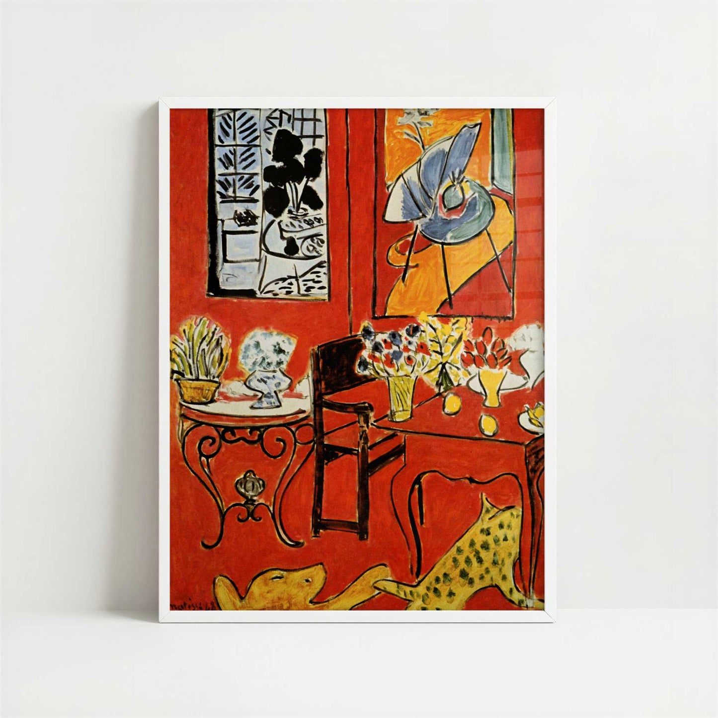 Large Red Interior (1948) by Henri Matisse – Art Print - Art print in white frame