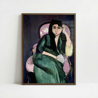 Laurette in Green, in Pink Armchair (1917) by Henri Matisse – Art Print - Art print in dark wood frame