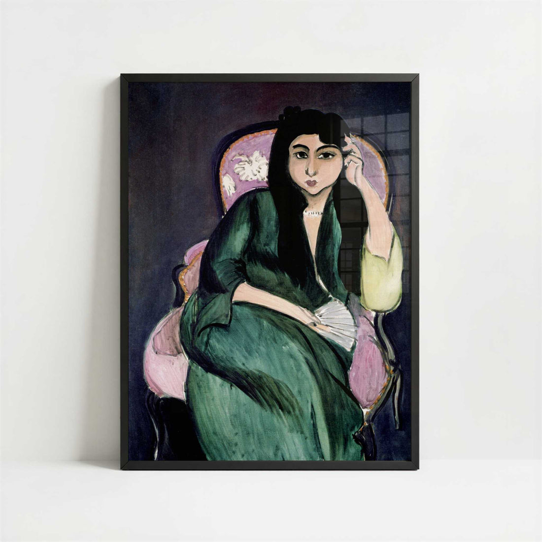 Laurette in Green, in Pink Armchair (1917) by Henri Matisse – Art Print - Art print in black frame