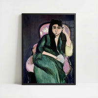 Laurette in Green, in Pink Armchair (1917) by Henri Matisse – Art Print - Art print in black frame