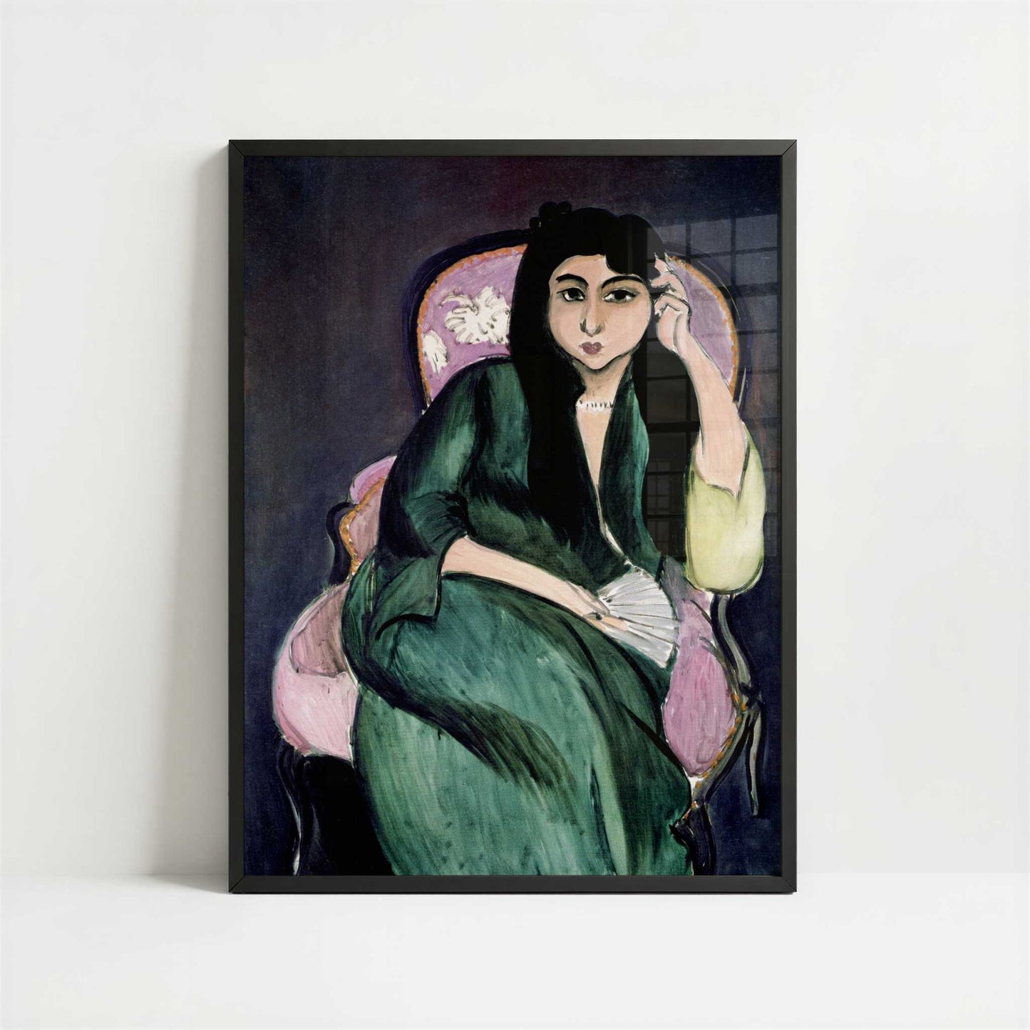 Laurette in Green, in Pink Armchair (1917) by Henri Matisse – Art Print - Art print in black frame