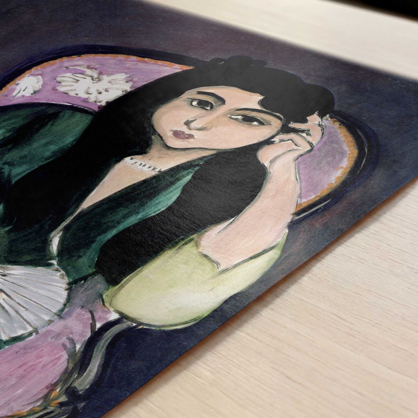 Laurette in Green, in Pink Armchair (1917) by Henri Matisse – Art Print - Close-up detail of the art print