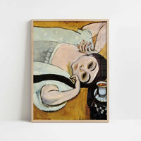 Laurette's Head with a Coffee Cup (1917) by Henri Matisse – Art Print - Art print in oak frame