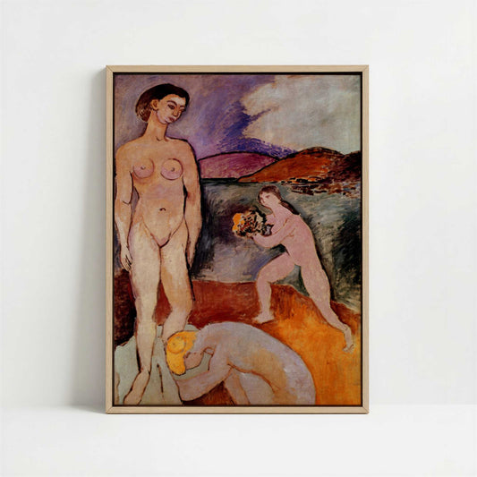 Framed Canvas - Framed canvas in oak color frame