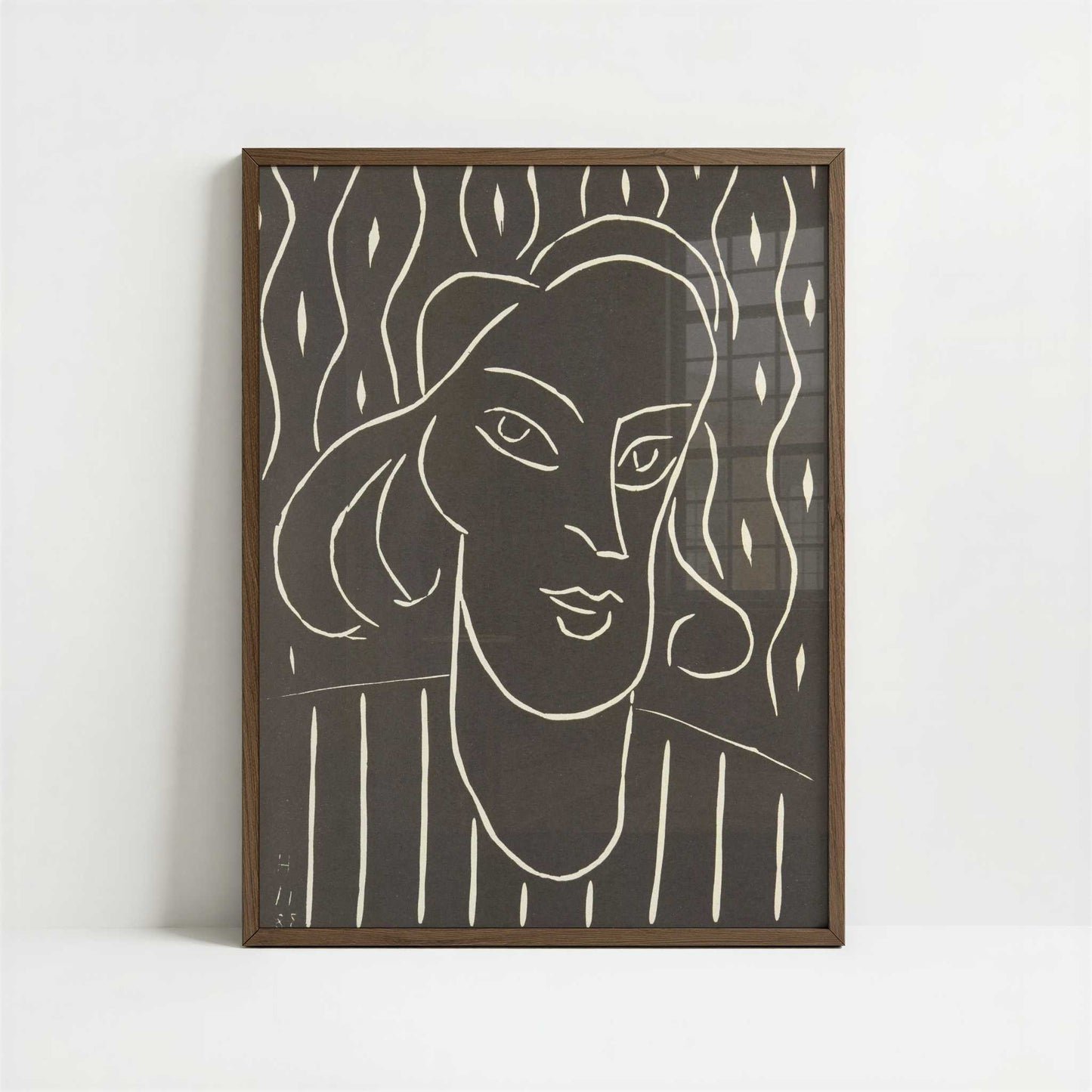 Lino-cut (1938) by Henri Matisse – Art Print - Art print in dark wood frame