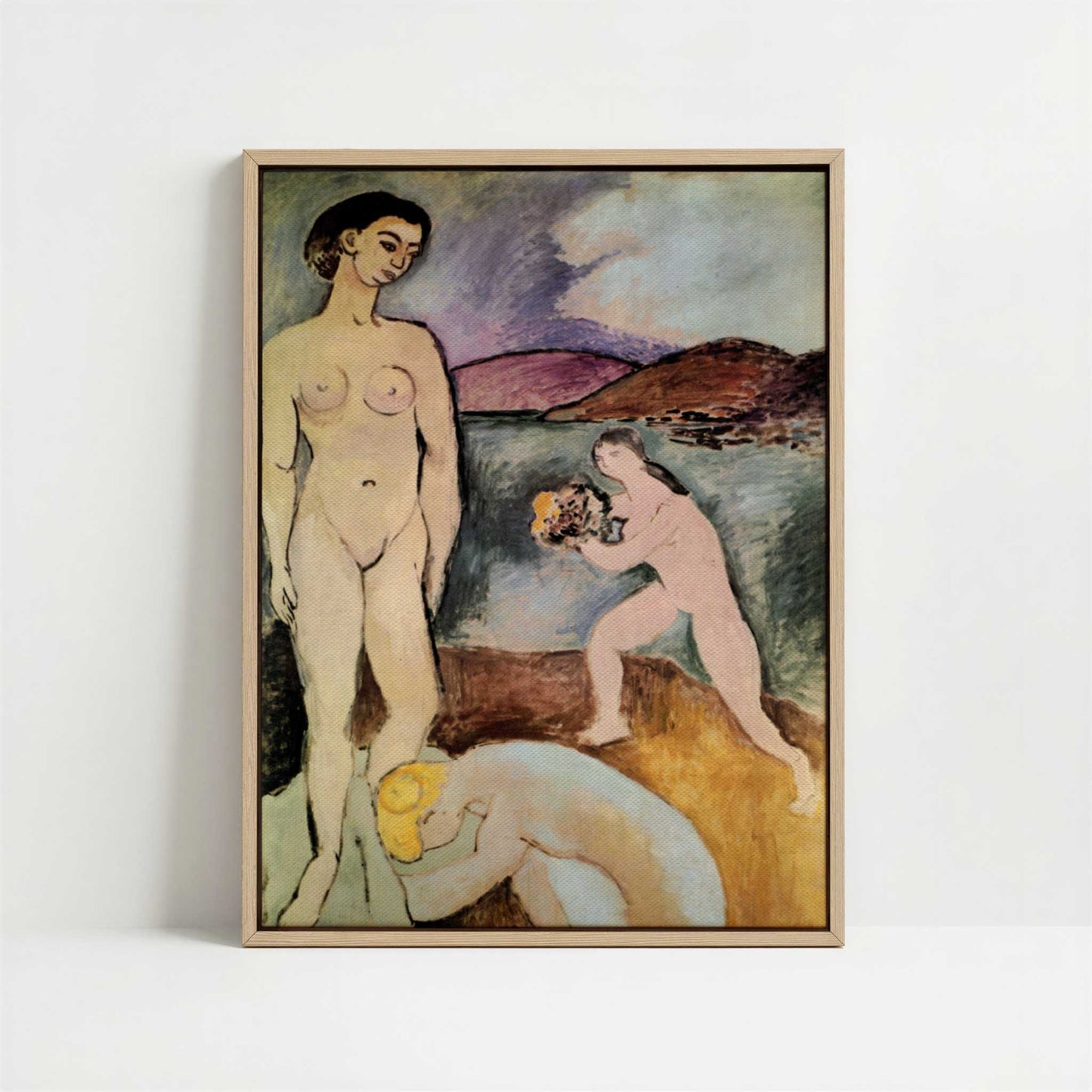 Framed Canvas - Framed canvas in oak color frame