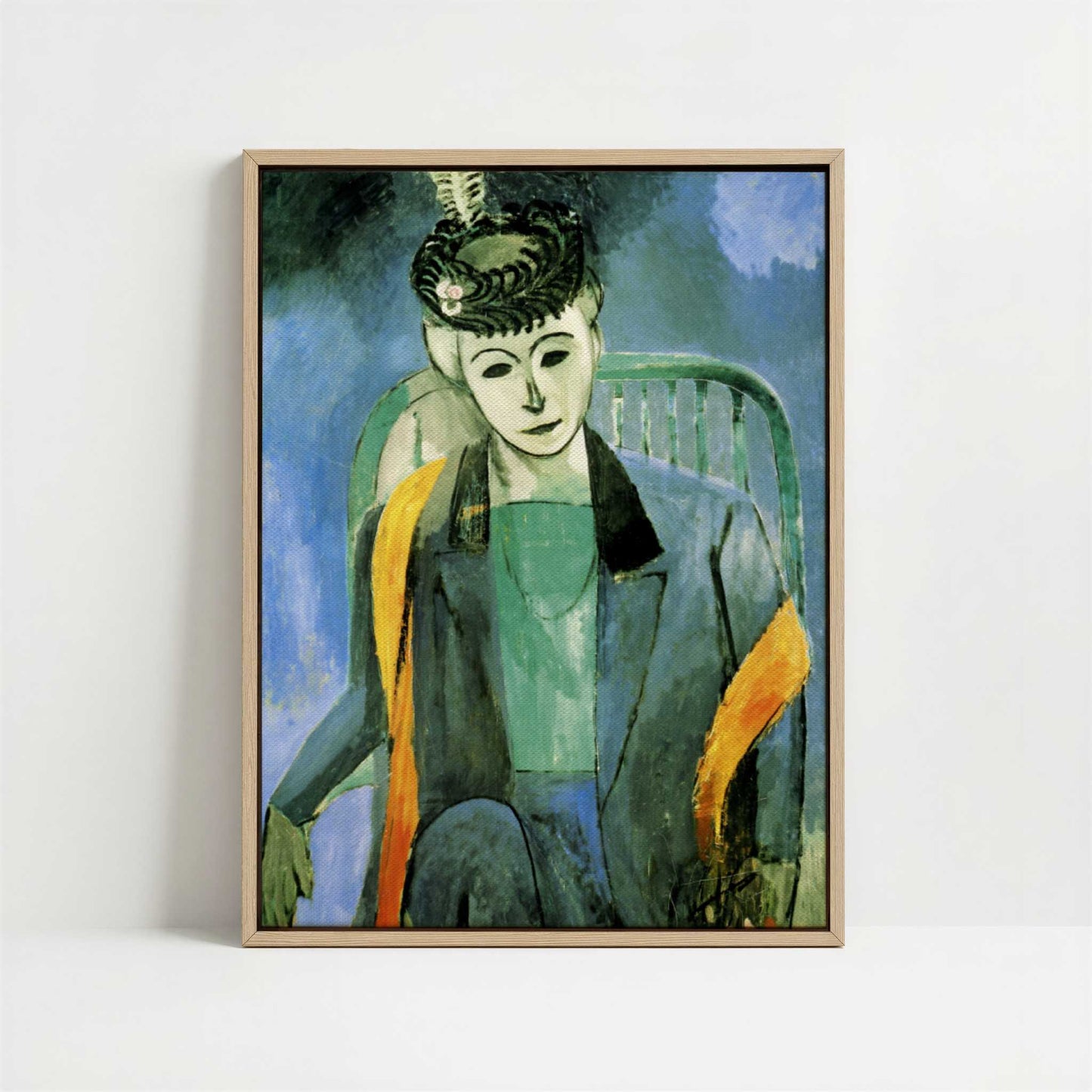 Framed Canvas - Framed canvas in oak color frame