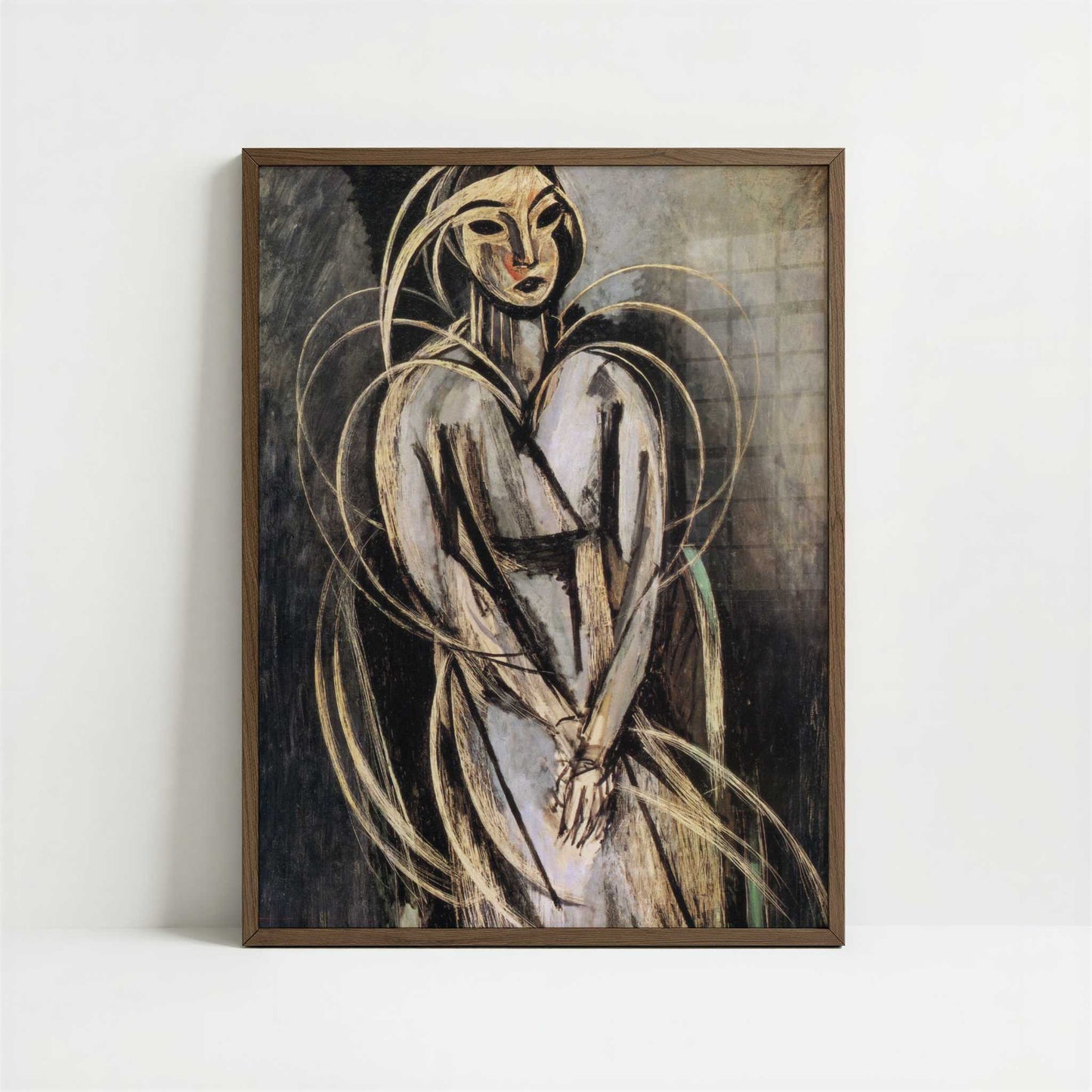 Mademoiselle Yvonne Landsberg (1914) by Henri Matisse – Art Print - Art print in dark wood frame