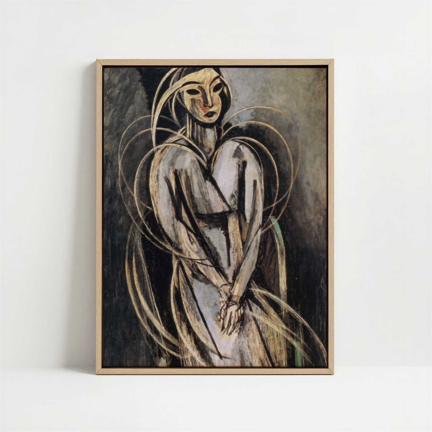 Framed Canvas - Framed canvas in oak color frame
