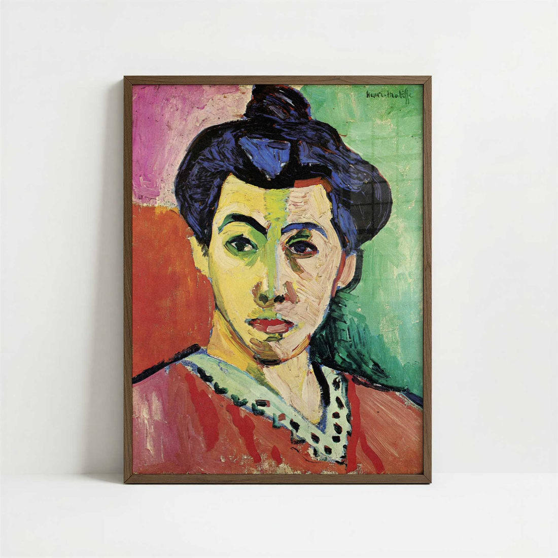 Mme Matisse, The Green Line (1905) by Henri Matisse – Art Print - Art print in dark wood frame