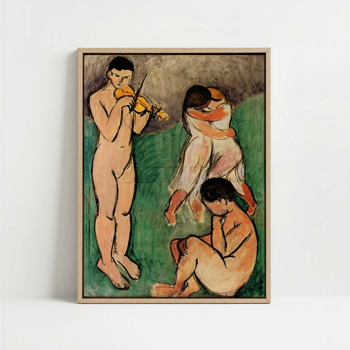 Framed Canvas - Framed canvas in oak color frame