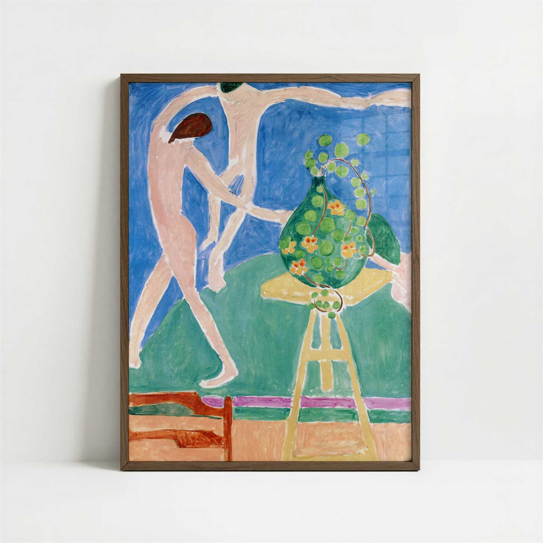 Nasturtiums with the Painting 'Dance' (1912) by Henri Matisse – Art Print - Art print in dark wood frame