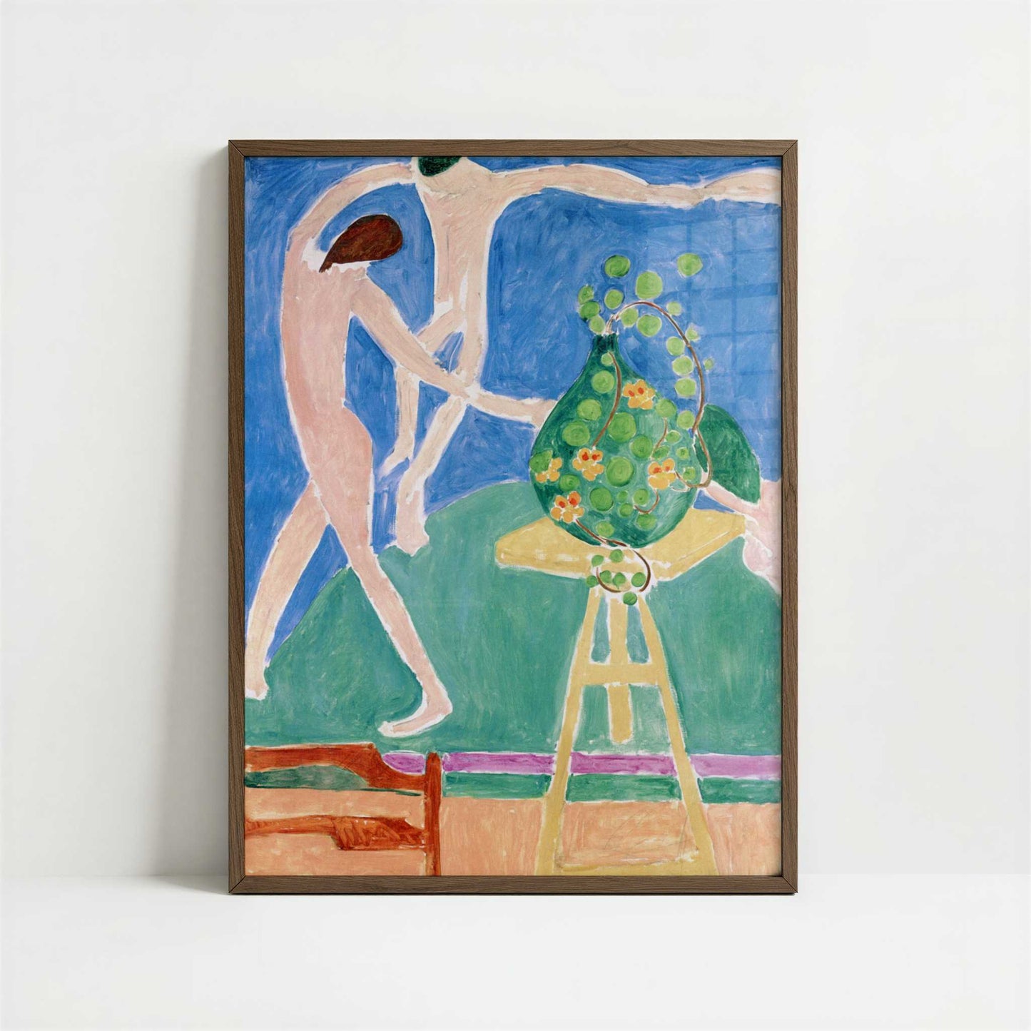 Nasturtiums with the Painting 'Dance' (1912) by Henri Matisse – Art Print - Art print in dark wood frame
