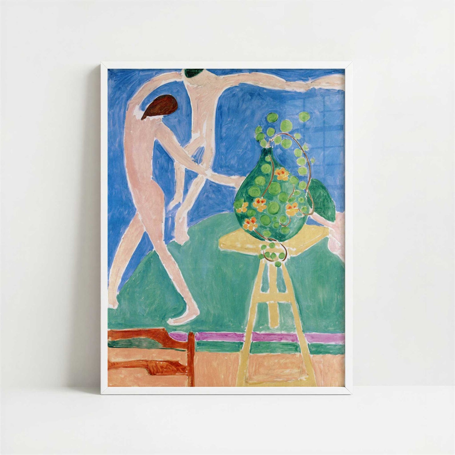 Nasturtiums with the Painting 'Dance' (1912) by Henri Matisse – Art Print - Art print in white frame