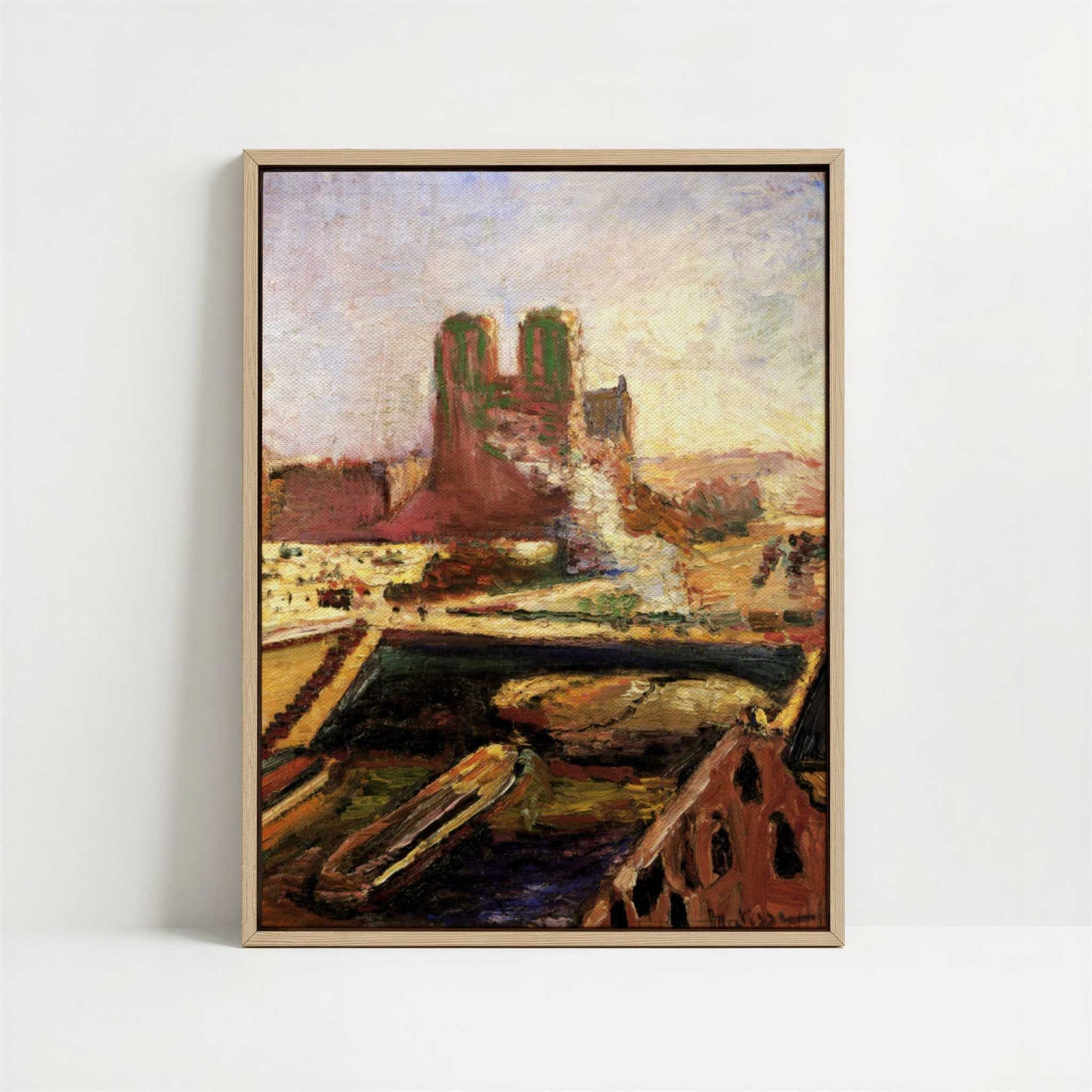 Framed Canvas - Framed canvas in oak color frame