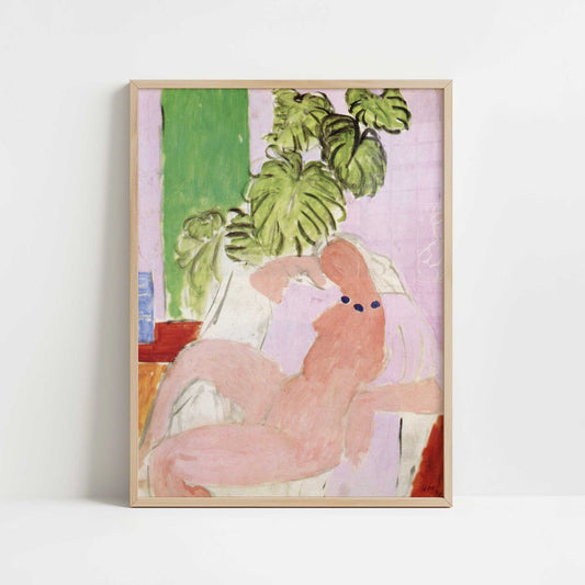 Nude in Chair, Green Plants (1937-9) by Henri Matisse – Art Print - Art print in oak frame