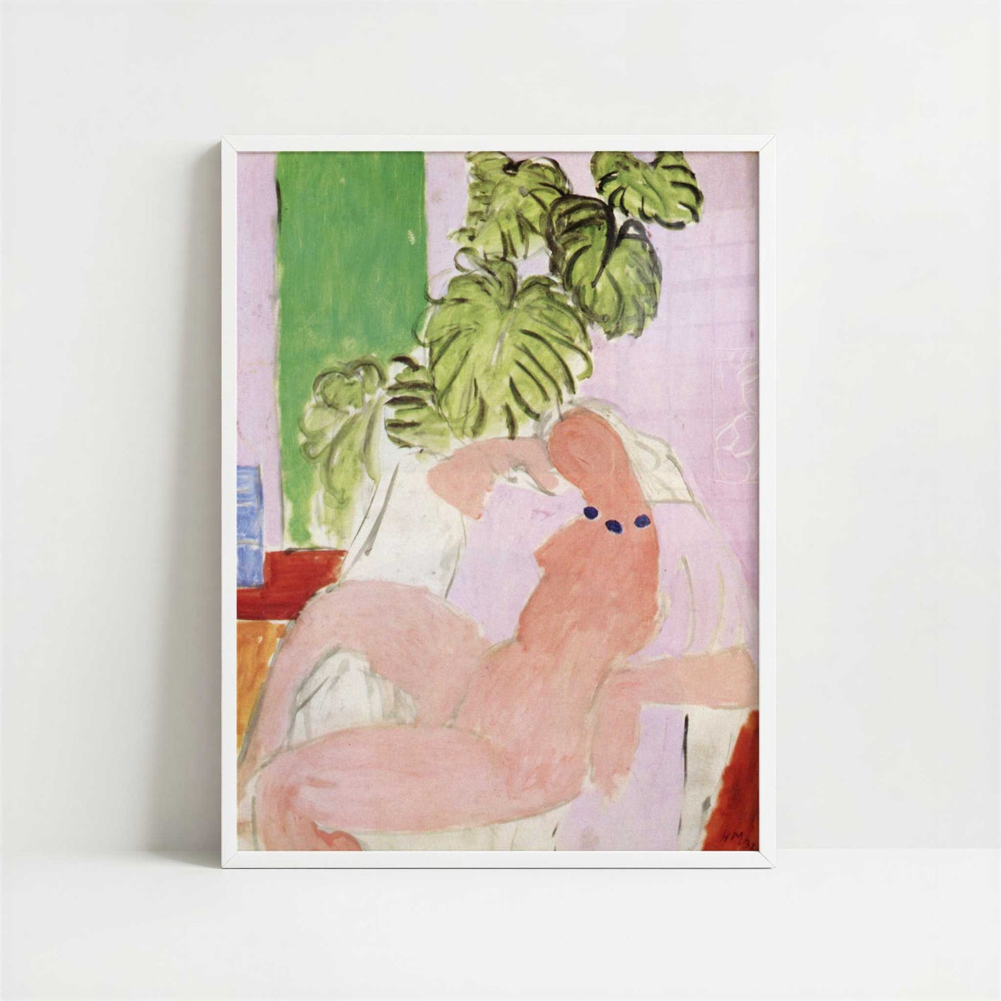Nude in Chair, Green Plants (1937-9) by Henri Matisse – Art Print - Art print in white frame