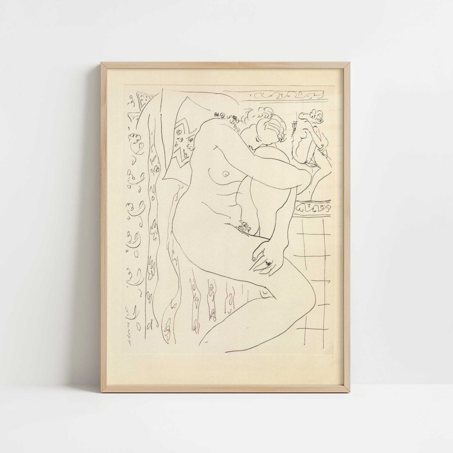 Nude Sketch (1935) by Henri Matisse – Art Print - Art print in oak frame