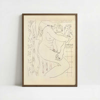 Nude Sketch (1935) by Henri Matisse – Art Print - Art print in dark wood frame