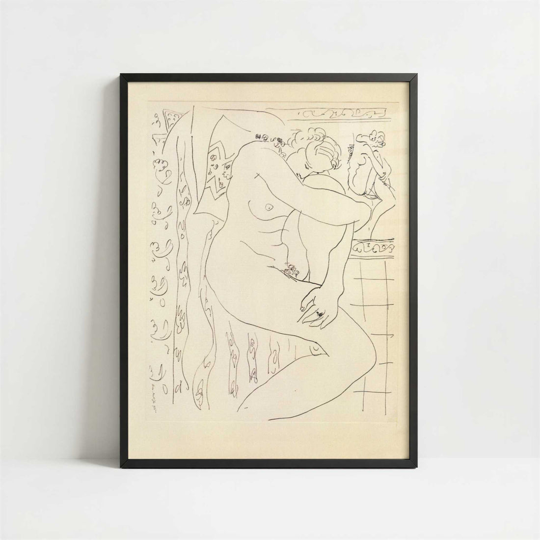 Nude Sketch (1935) by Henri Matisse – Art Print - Art print in black frame
