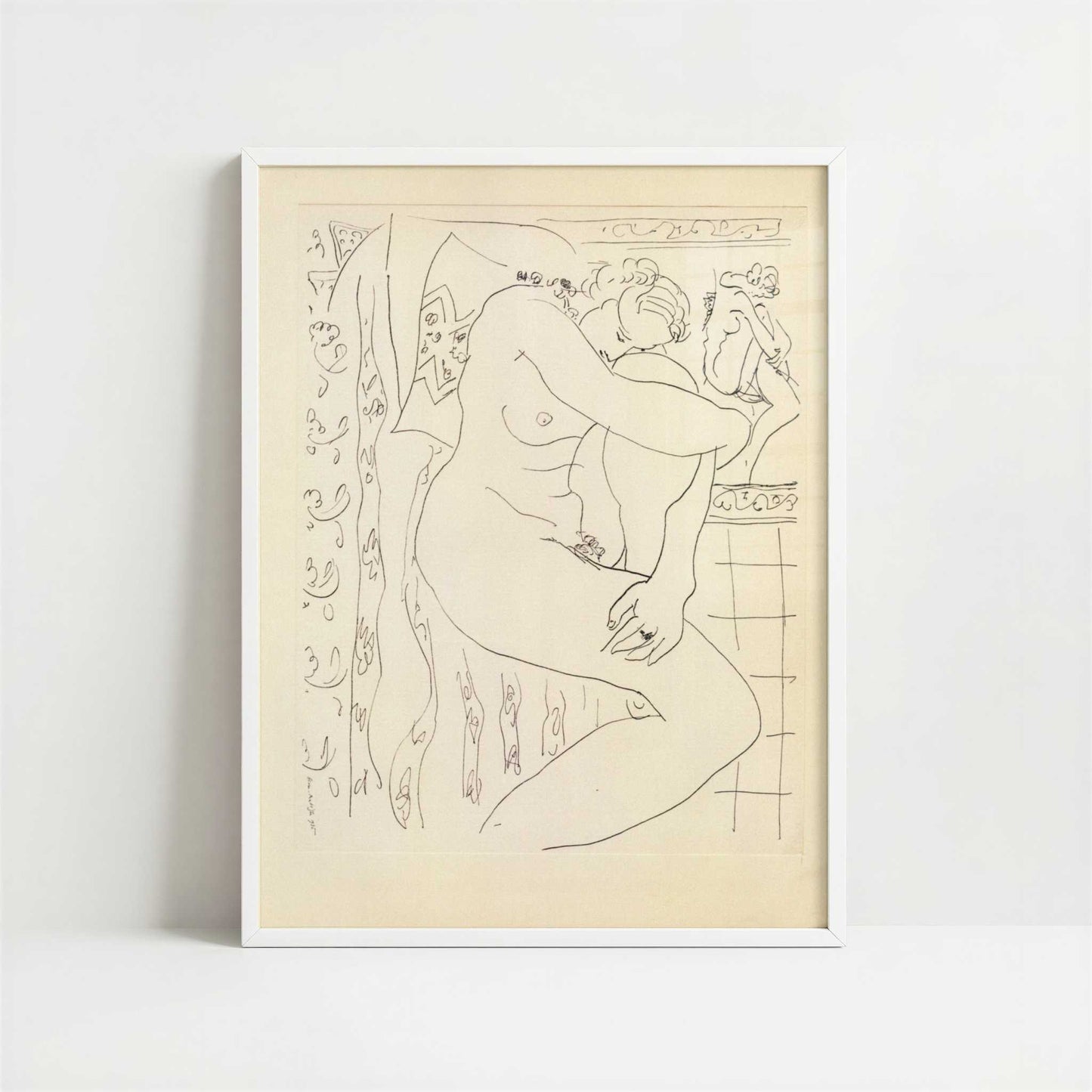 Nude Sketch (1935) by Henri Matisse – Art Print - Art print in white frame