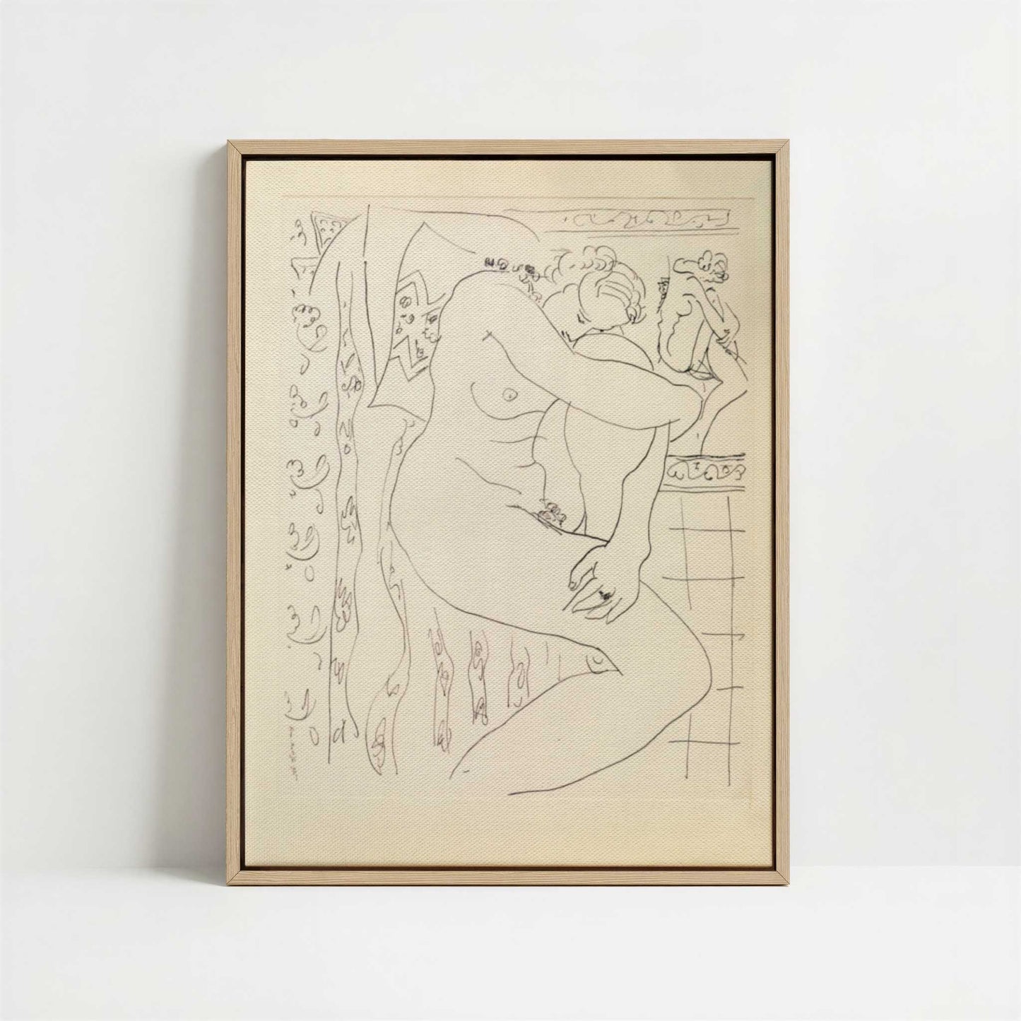 Framed Canvas - Framed canvas in oak color frame
