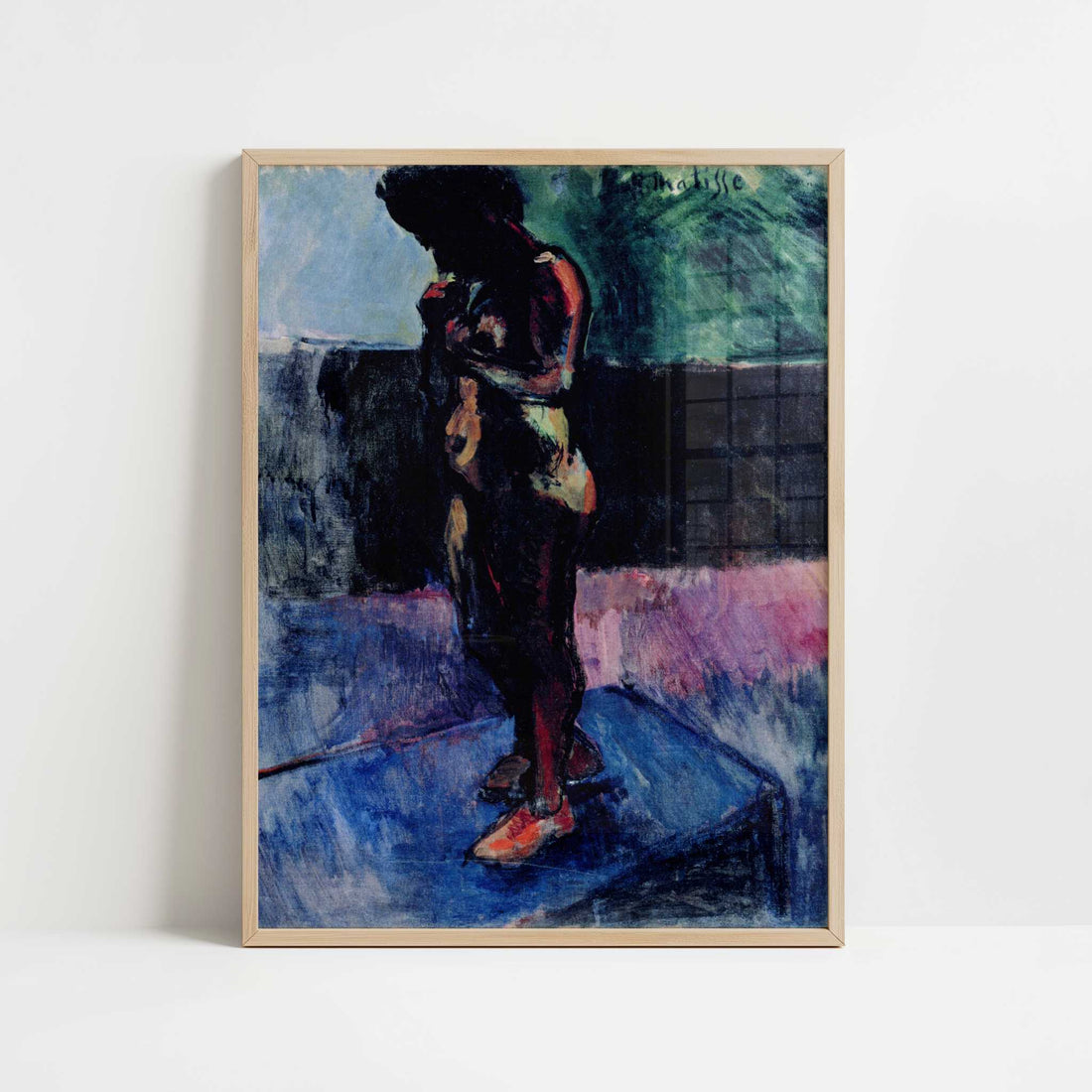 Nude with Pink Shoes (1900) by Henri Matisse – Art Print - Art print in oak frame