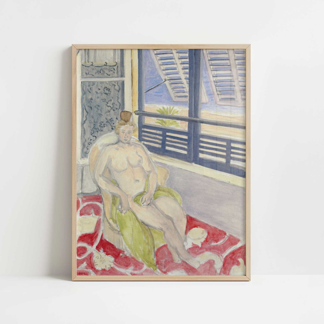 Nude with Spanish Comb (1919) by Henri Matisse – Art Print - Art print in oak frame
