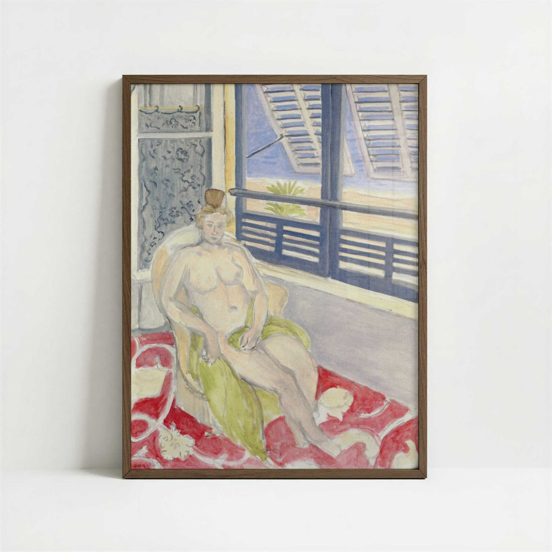 Nude with Spanish Comb (1919) by Henri Matisse – Art Print - Art print in dark wood frame