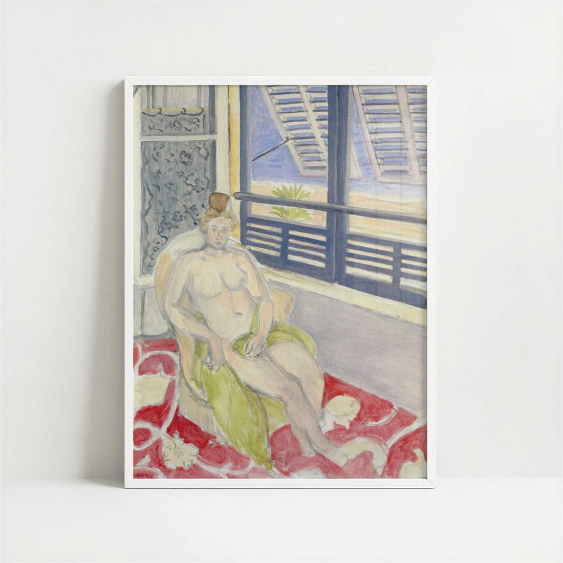 Nude with Spanish Comb (1919) by Henri Matisse – Art Print - Art print in white frame