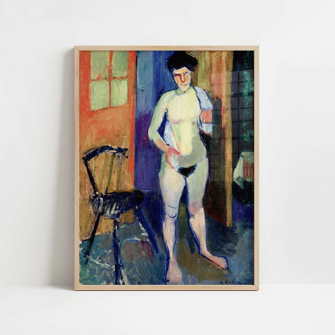 Nude with a White Towel (1902-3) by Henri Matisse – Art Print - Art print in oak frame