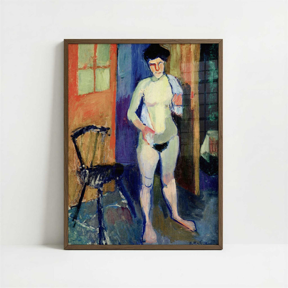 Nude with a White Towel (1902-3) by Henri Matisse – Art Print - Art print in dark wood frame