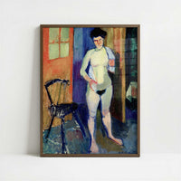 Nude with a White Towel (1902-3) by Henri Matisse – Art Print - Art print in dark wood frame