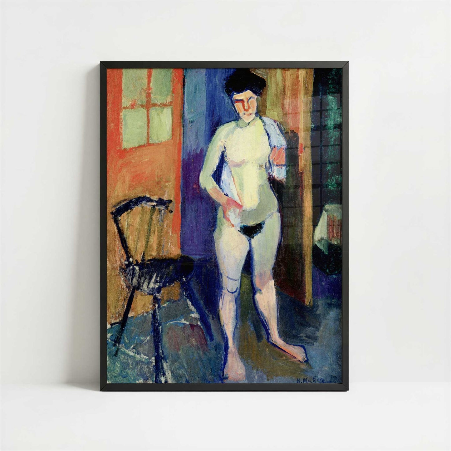 Nude with a White Towel (1902-3) by Henri Matisse – Art Print - Art print in black frame