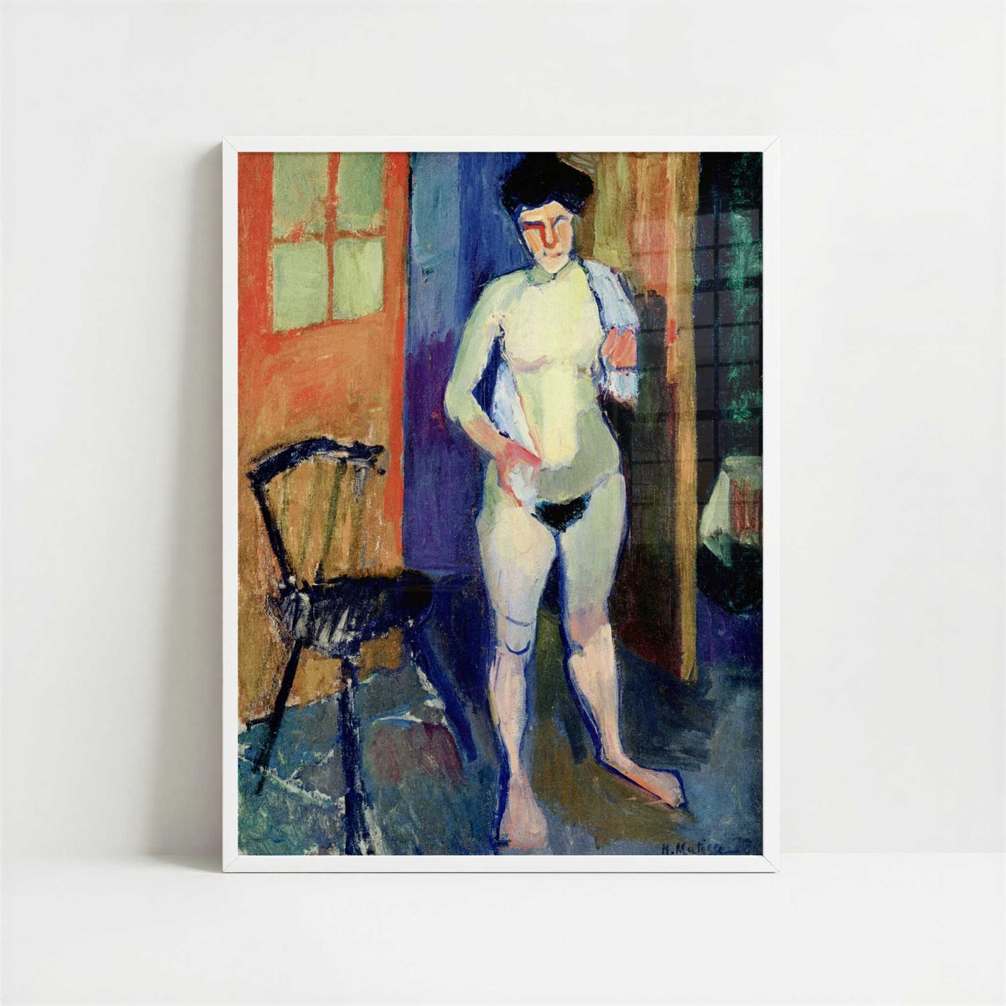 Nude with a White Towel (1902-3) by Henri Matisse – Art Print - Art print in white frame