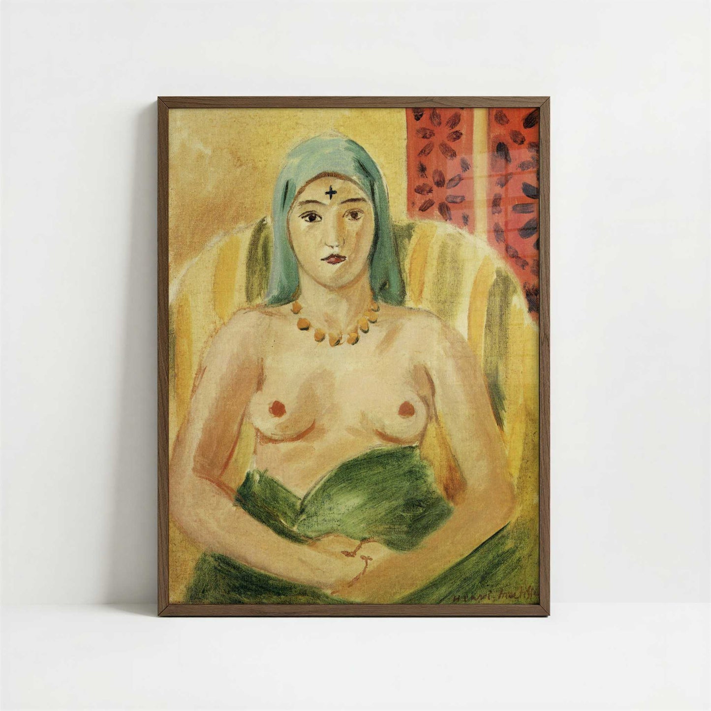 Odalisque, Half-length (1923) by Henri Matisse – Art Print - Art print in dark wood frame