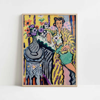 Odalisque with Yellow Persian Robe & Anemones (1937) by Henri Matisse – Art Print - Art print in oak frame