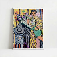 Odalisque with Yellow Persian Robe & Anemones (1937) by Henri Matisse – Art Print - Art print in white frame
